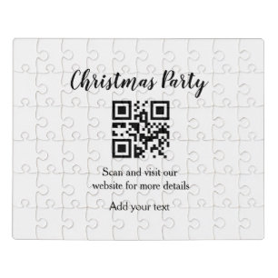Simple christmas party website barcode QR add name Jigsaw Puzzle