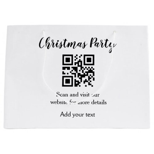 Simple christmas party website barcode QR add name Large Gift Bag