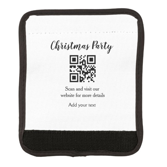 Simple christmas party website barcode QR add name Luggage Handle Wrap (Front)