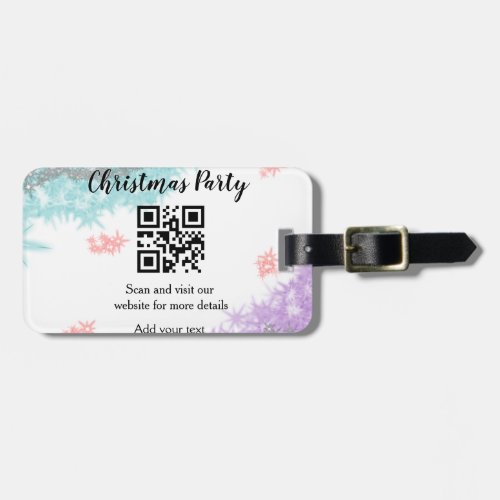 Simple christmas party website barcode QR add name Luggage Tag
