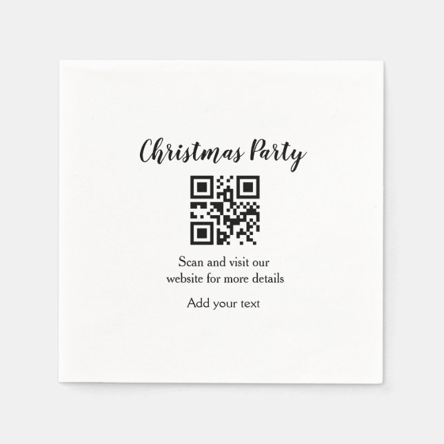 Simple christmas party website barcode QR add name Napkins (Front)