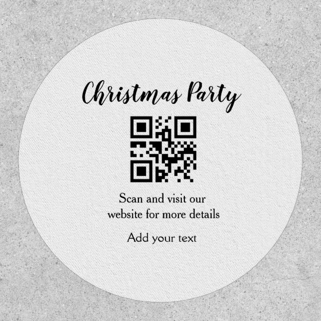 Simple christmas party website barcode QR add name Patch (Front)