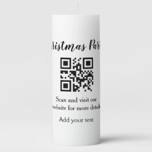 Simple christmas party website barcode QR add name Pillar Candle