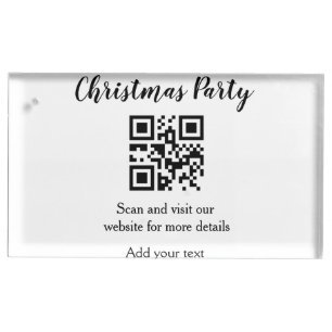 Simple christmas party website barcode QR add name Place Card Holder