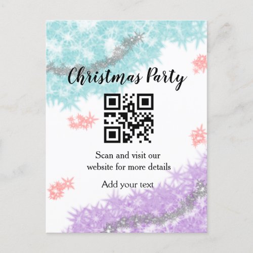 Simple christmas party website barcode QR add name Postcard