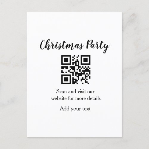 Simple christmas party website barcode QR add name Postcard