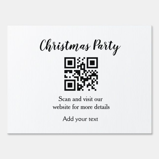 Simple christmas party website barcode QR add name Sign (Front)