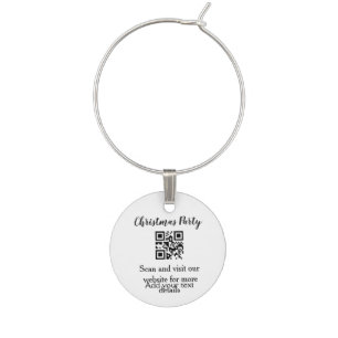 Simple christmas party website barcode QR add name Wine Charm
