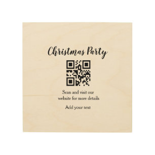 Simple christmas party website barcode QR add name Wood Wall Art