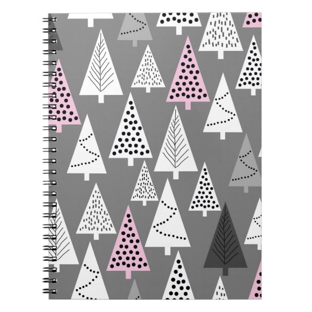 Simple Christmas pattern. Abstract gray and white  Notebook (Front)