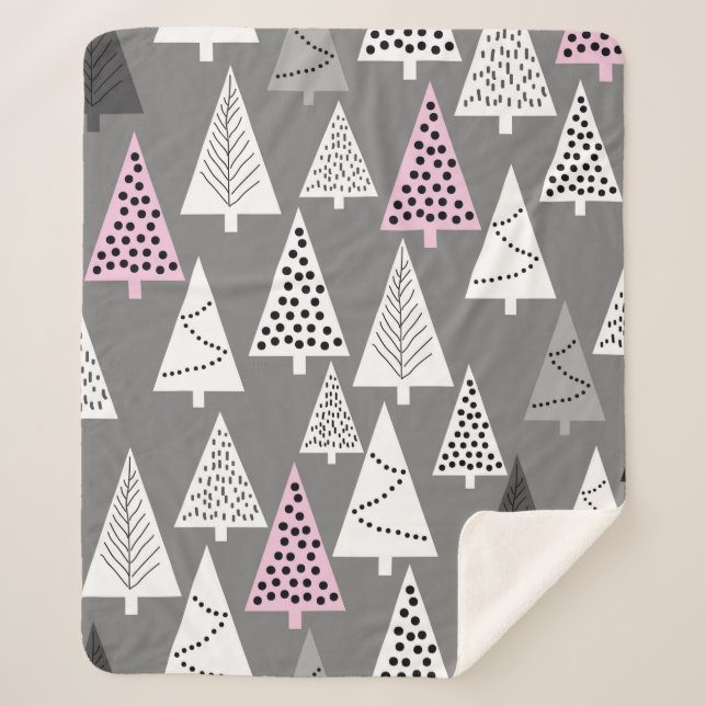 Simple Christmas pattern. Abstract gray and white  Sherpa Blanket (Front)