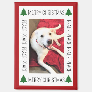 Simple Christmas Photo Frame of Funny Smiling Dog Magnet