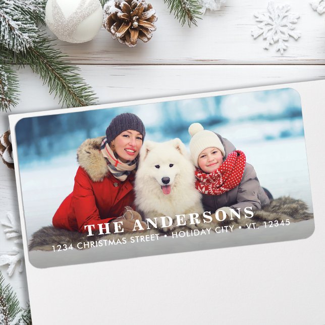 Simple Christmas Photo Personalized Return Address Label (Creator Uploaded)