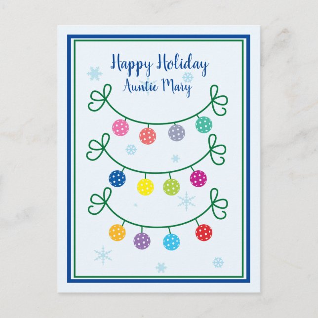 Simple Christmas Pickleball custom text  Postcard (Front)