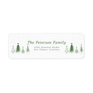 Simple Christmas Pine Tree Green Address Label