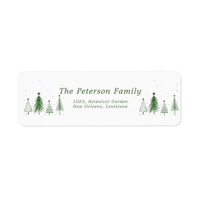 Simple Christmas Pine Tree | Green Address  Label (Front)