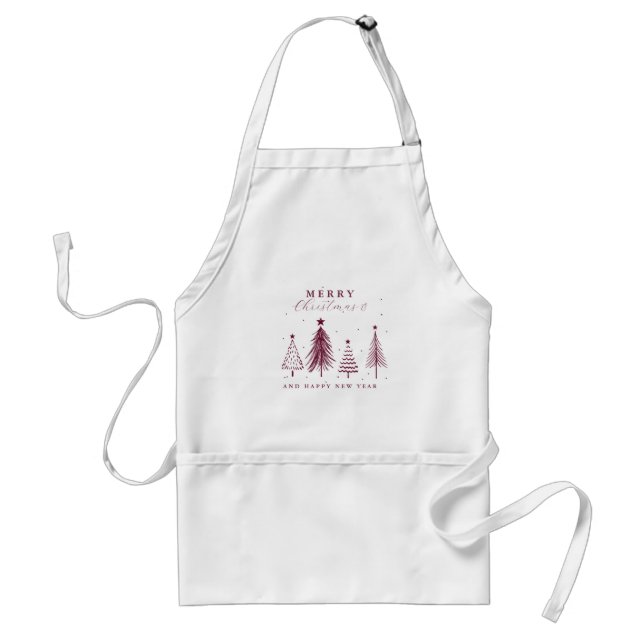 Simple Christmas Pine Tree Pattern  Adult Apron (Front)