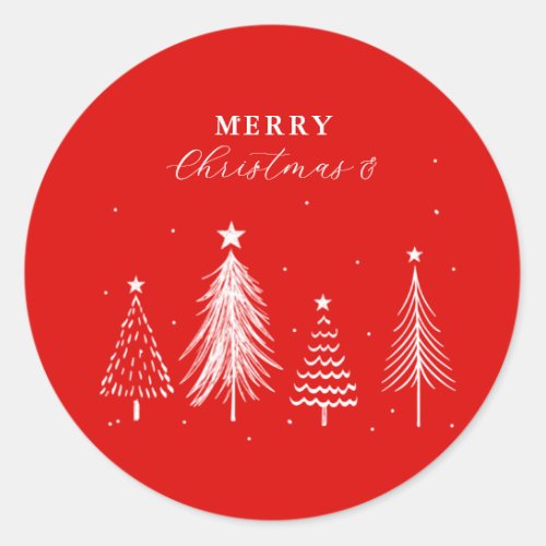 Simple Christmas Pine Tree Pattern Classic Round Sticker