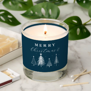Simple Christmas Pine Tree Pattern Navy Blue Scented Candle