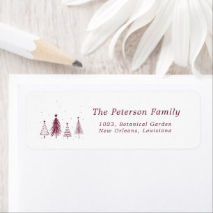 Simple Christmas Pine Tree Plum Purple Address Label