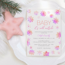 Simple Christmas Pink Baby Its Cold Outside Shower Invitation