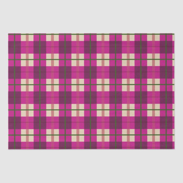 Simple Christmas Plaid Pink Purple Checkered   Tissue Paper (Front)