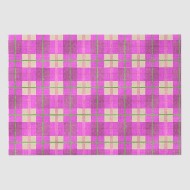 Simple Christmas Plaid Pink Purple Checkered  Tissue Paper (Front)