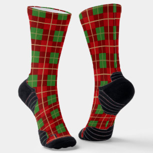 Simple Christmas Plaid Red And Green Checkered Socks