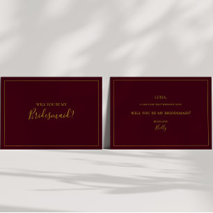 Simple Christmas Red Bridesmaid Proposal Card