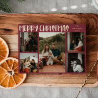 Simple Christmas Red Five-Photo Gold