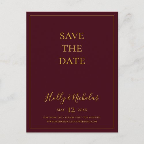 Simple Christmas  Red Save The Date Postcard