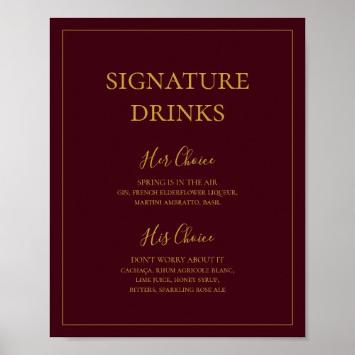 Simple Christmas  Red Signature Drinks Sign