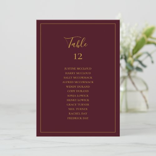 Simple Christmas Red Table Number Seating Chart
