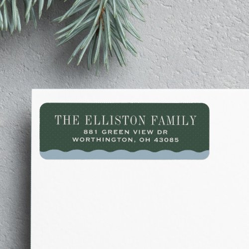 Simple Christmas return address green and blue Label
