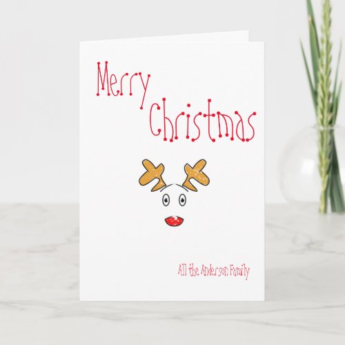 Simple christmas Rudolph red nose reindeer Holiday Card