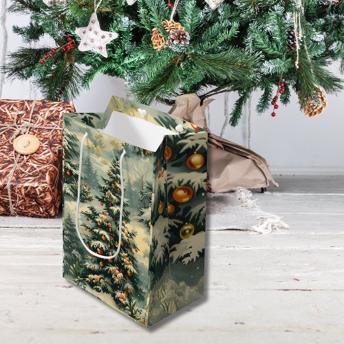 Simple Christmas Snow Capped Christmas Tree Medium Gift Bag