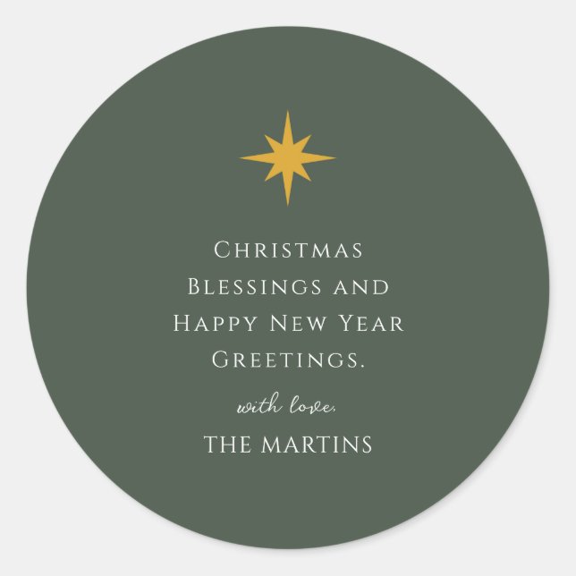 Simple Christmas Star Personalized Religious Classic Round Sticker (Front)