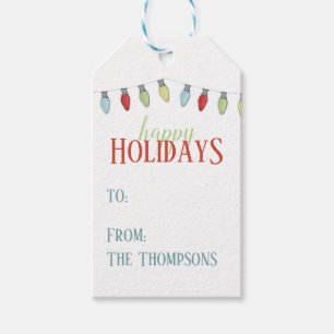 Simple Christmas String Lights Minimalist To From Gift Tags