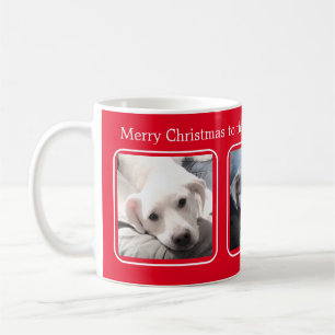 Simple Christmas Three Photo Red and White Coffee Mug