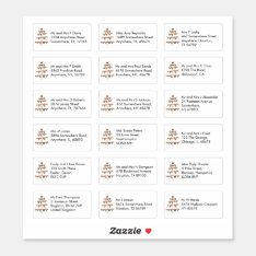 Simple Christmas Tree 18 Recipient Names Addresses Sticker at Zazzle