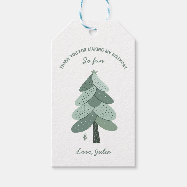 Simple Christmas tree Birthday  Gift Tags (Front)