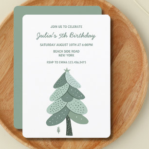Simple Christmas tree Birthday Invitation