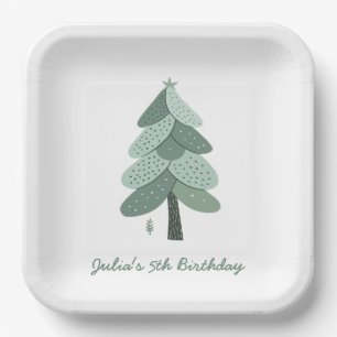Simple Christmas tree Birthday Paper Plates
