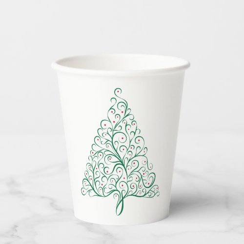 Simple Christmas Tree Flourish in red and green Paper Cups