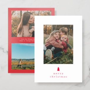 Simple Christmas Tree Holiday Letterpress Photo Cards