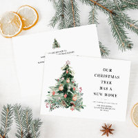 simple christmas tree holiday moving announcement