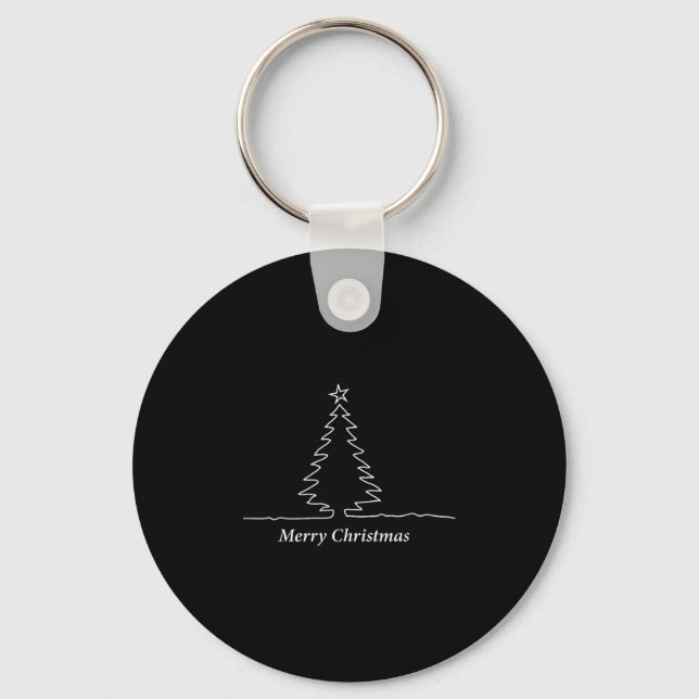Simple Christmas Tree Men, Women, Kids, Family Mat Keychain (Front)