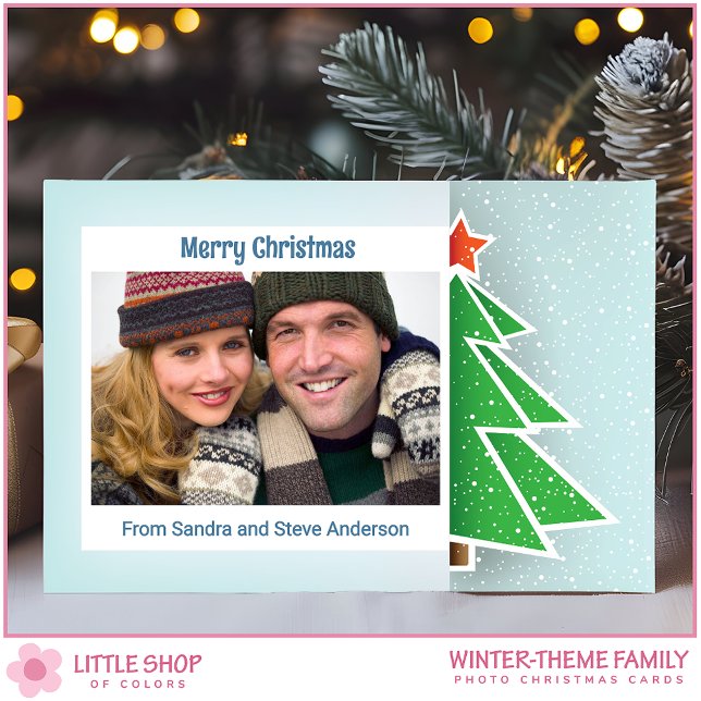 Simple Christmas Tree Most Wonderful Time Photo Holiday Card (Creator Uploaded)