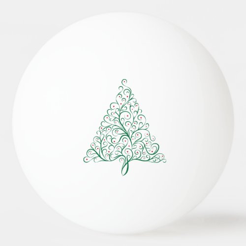 Simple Christmas Tree of Calligraphy flourishes Ping Pong Ball