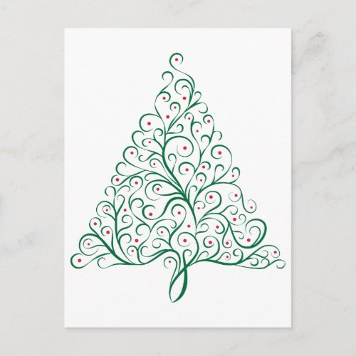 Simple Christmas Tree of Calligraphy flourishes Postcard